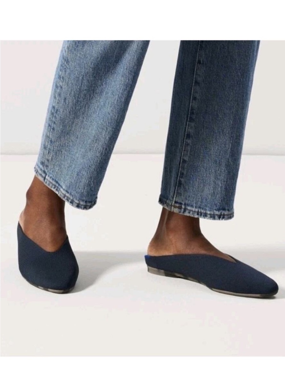 Rothy's Almond Demi Mule Navy 8.5 NWOT
